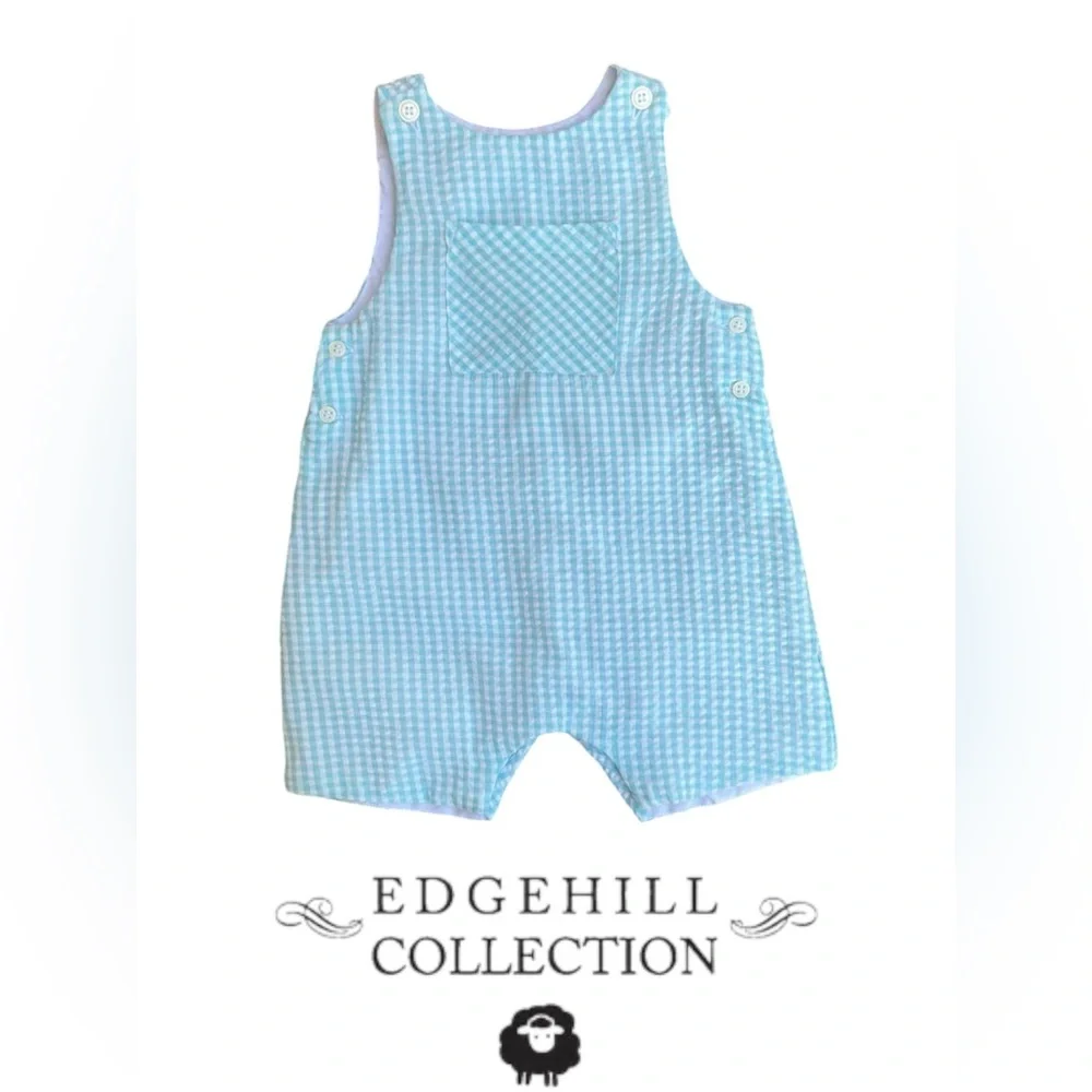 Edgehill Collection Unisex Gingham Romper Size: 24M, cotton